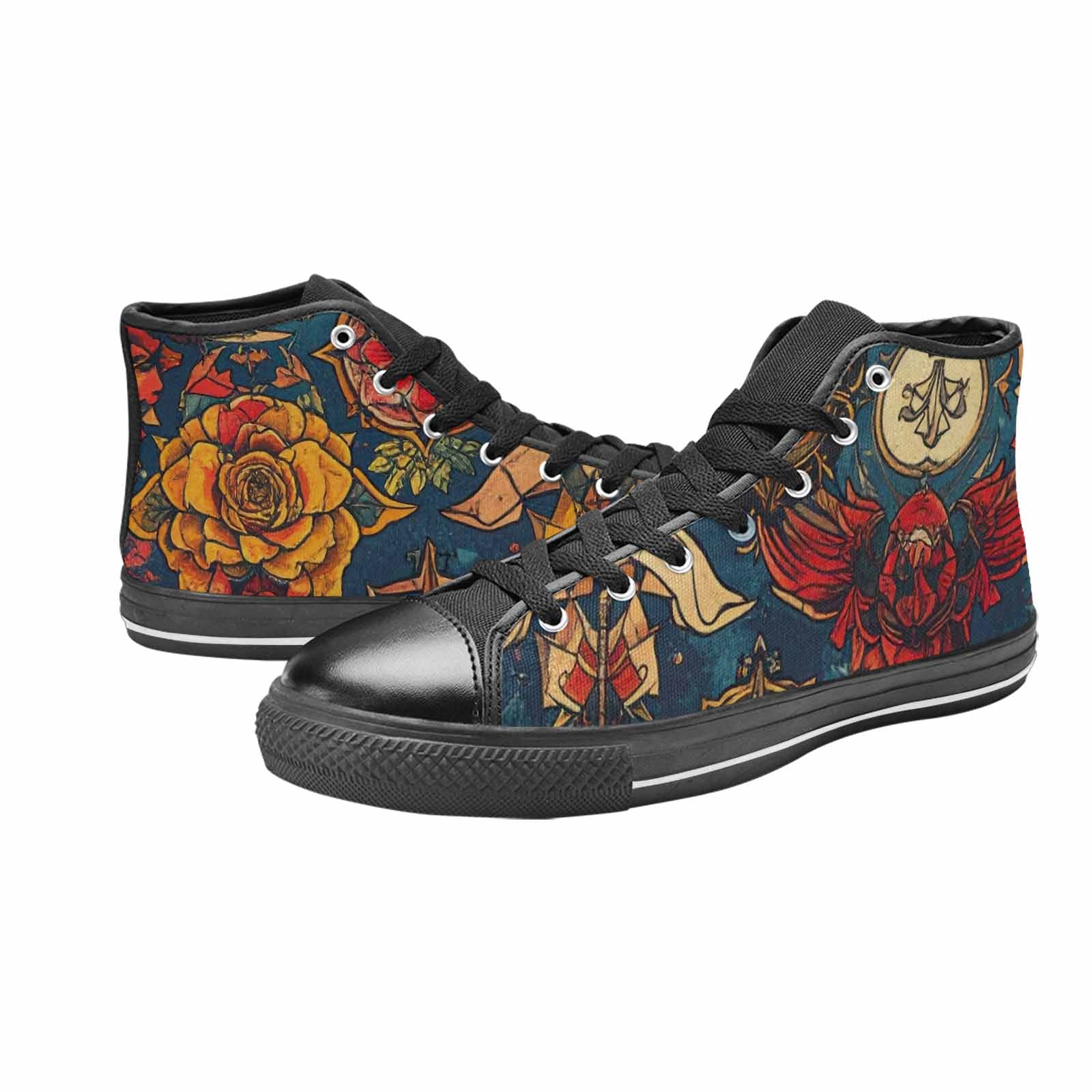 MEN'S Old School Tattoo High Top Canvas Neon Fantasy Shoes