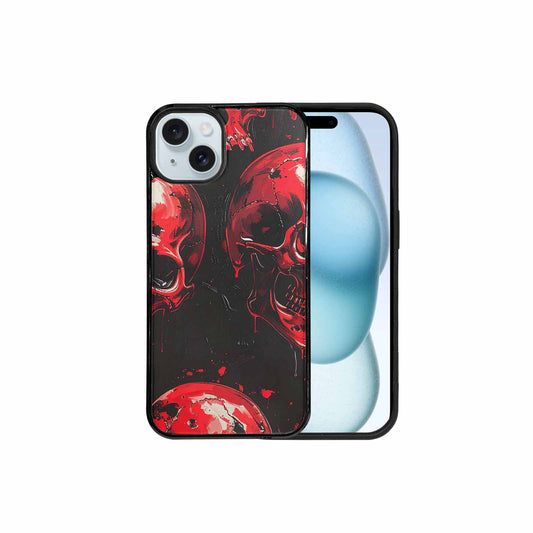 iPhone 15 Plus Case — 1000\'s Of Skulls Overlapping Eachother Everywhere, Customized Protective Case