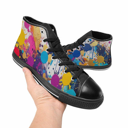 WOMEN'S Paint Splatter High Top Canvas Grunge Custom Sneakers