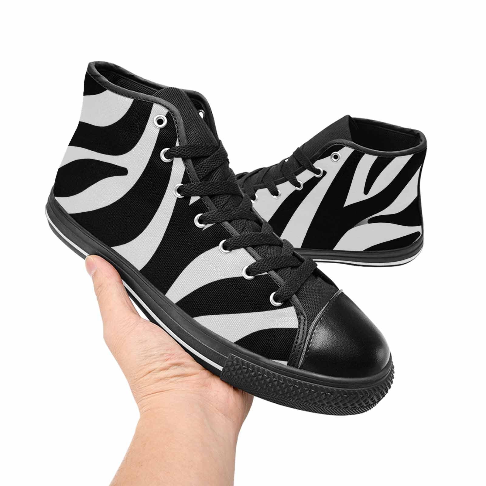 MEN'S Zebra Print Black White High Top Canvas Y2K Sneakers