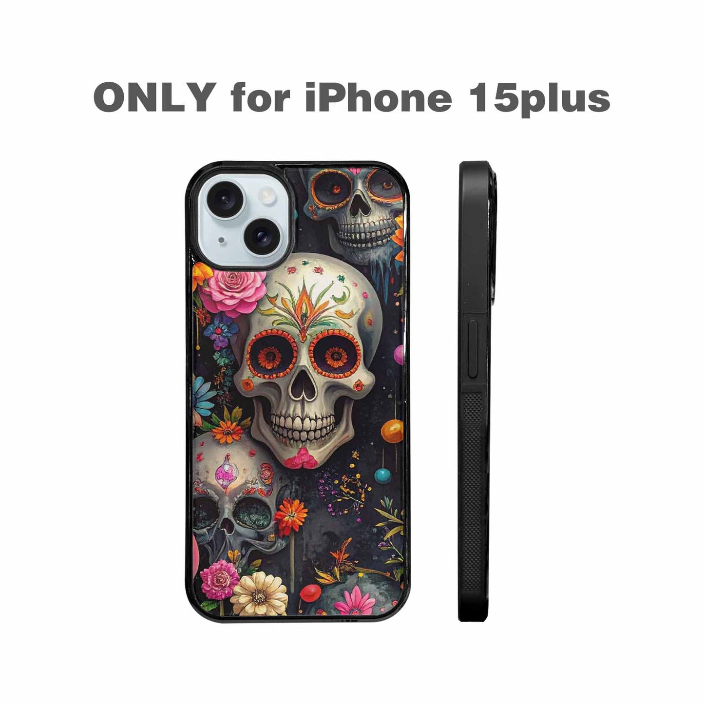 iPhone 15 Plus Case — Greyscale Black And White Dark Black, Personalized Phone Case