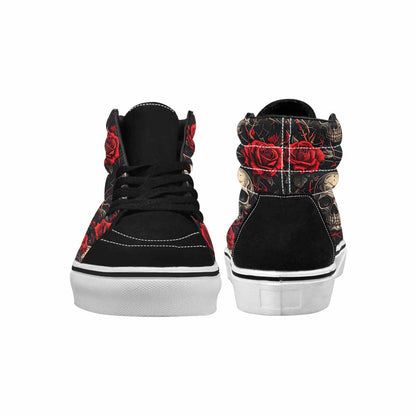 WOMEN'S Gothic Skulls Roses High Top Canvas Neon Fantasy Sneakers