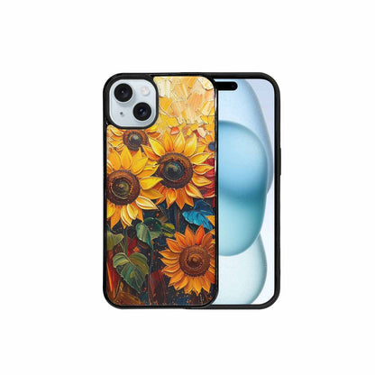 iPhone 15 Plus Case — Impressionist Sunflower Brushstroke Pattern Hundreds Of, Custom Print Case Cover