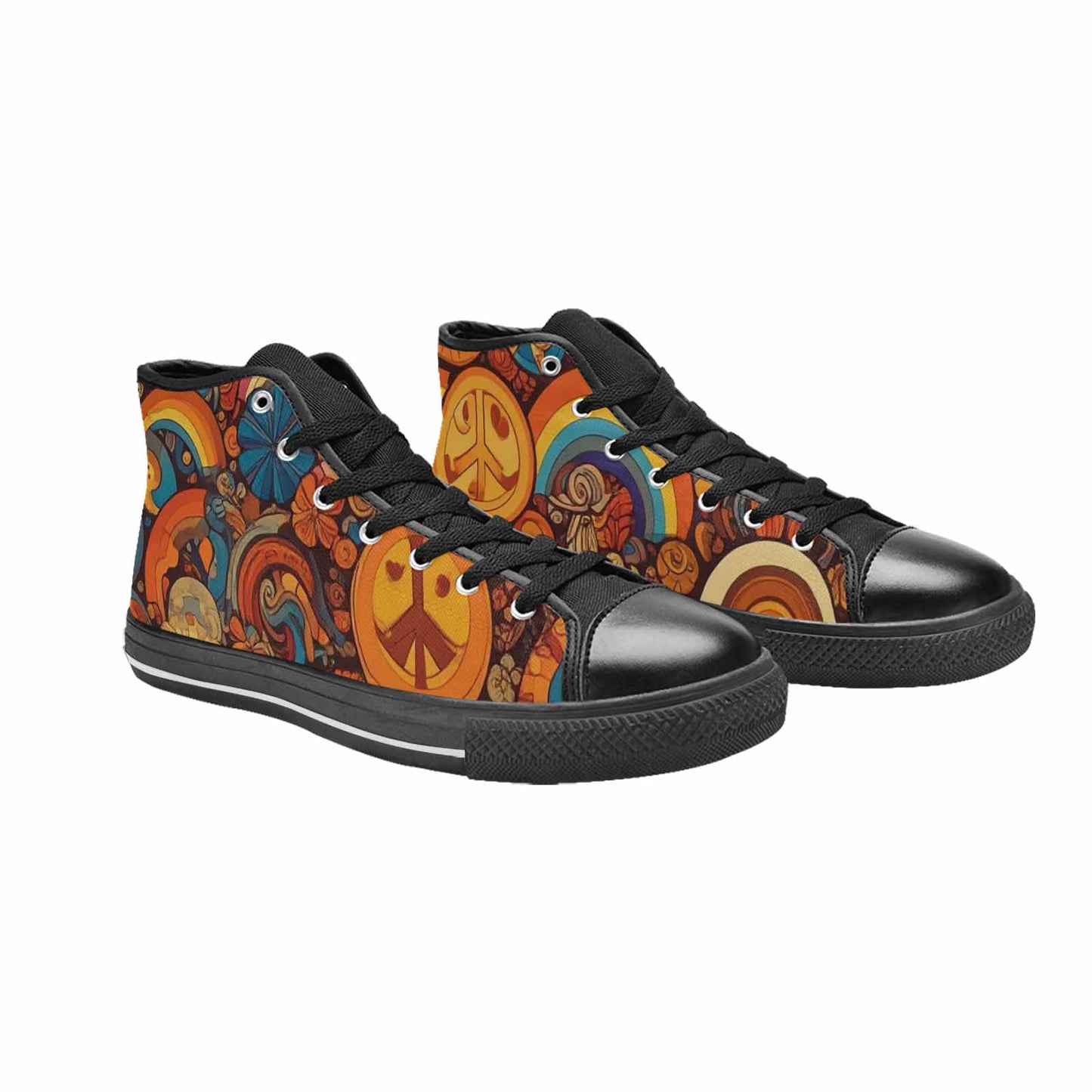 WOMEN'S Groovy 70S Peace High Top Canvas Y2K Custom Sneakers