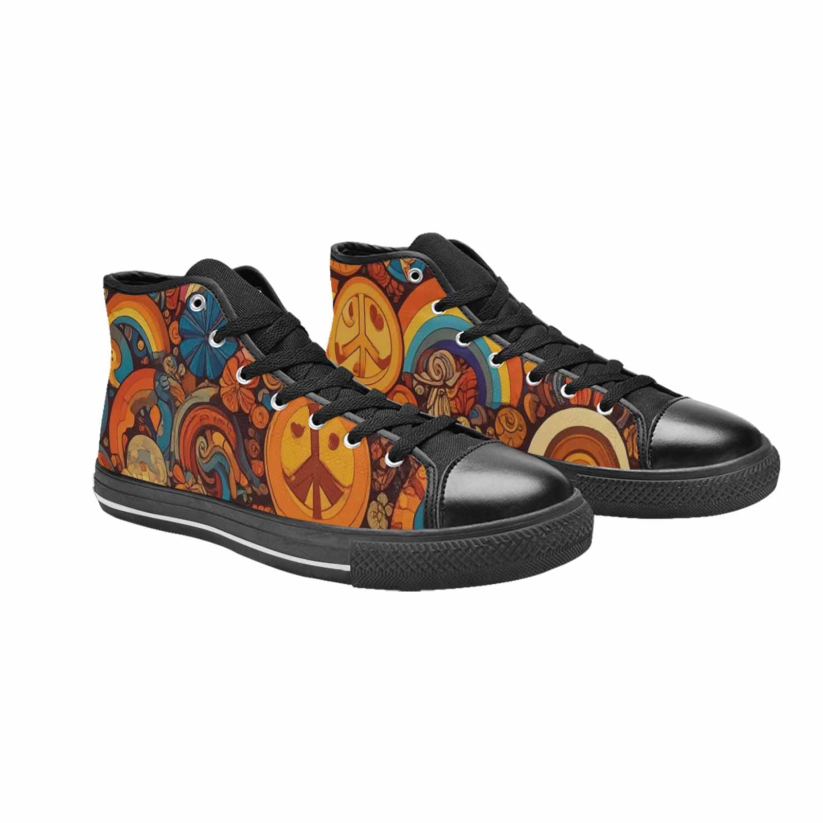 WOMEN'S Groovy 70S Peace High Top Canvas Y2K Custom Sneakers