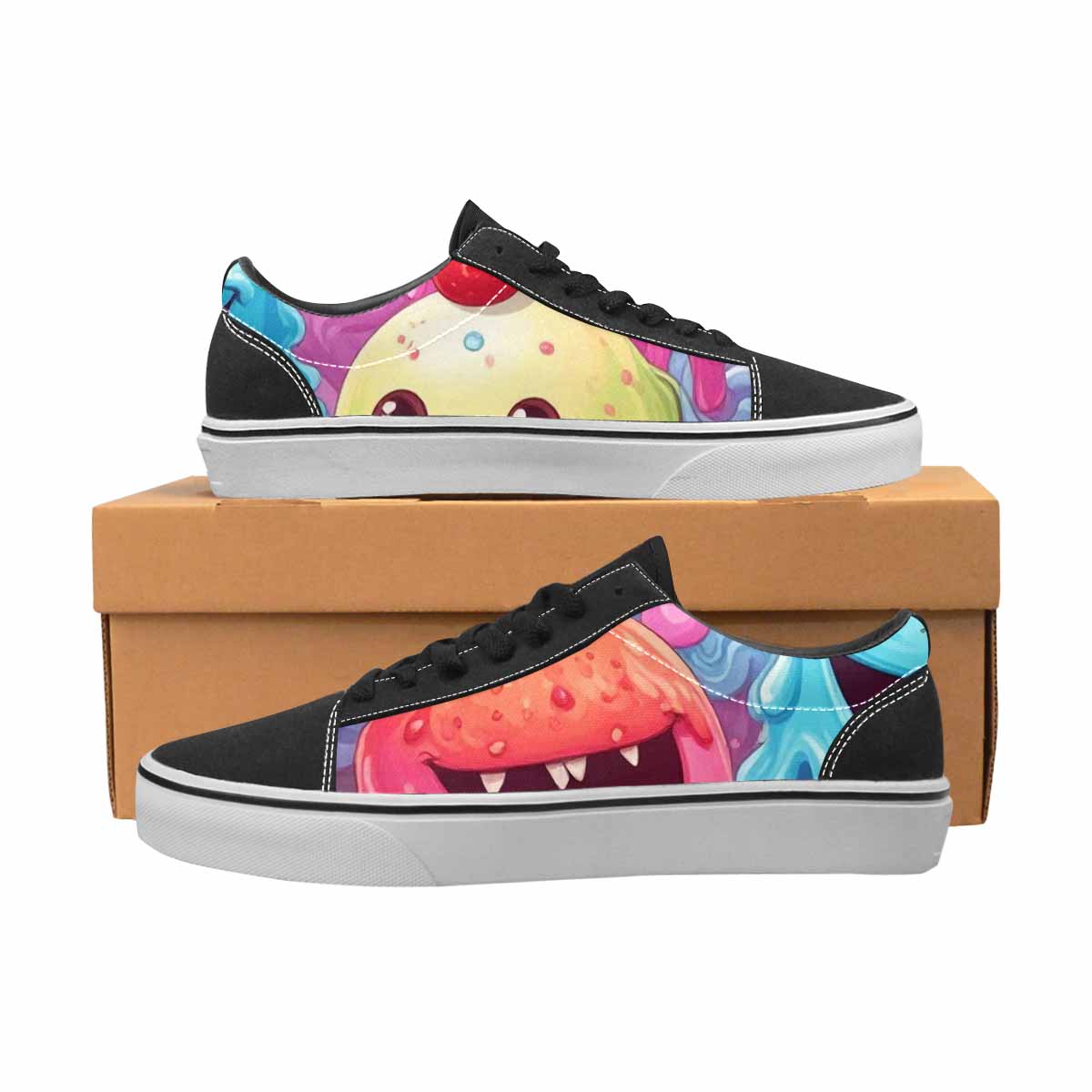WOMEN'S Melting Icecream Monster Cherry Canvas Lace-Up Surreal Sneakers