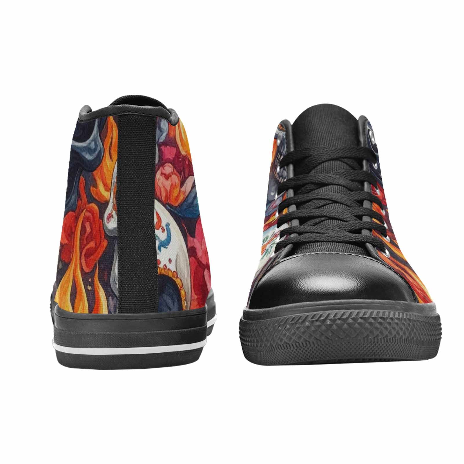 WOMEN'S Skull High Top Canvas Wallpaper Art Custom Sneakers