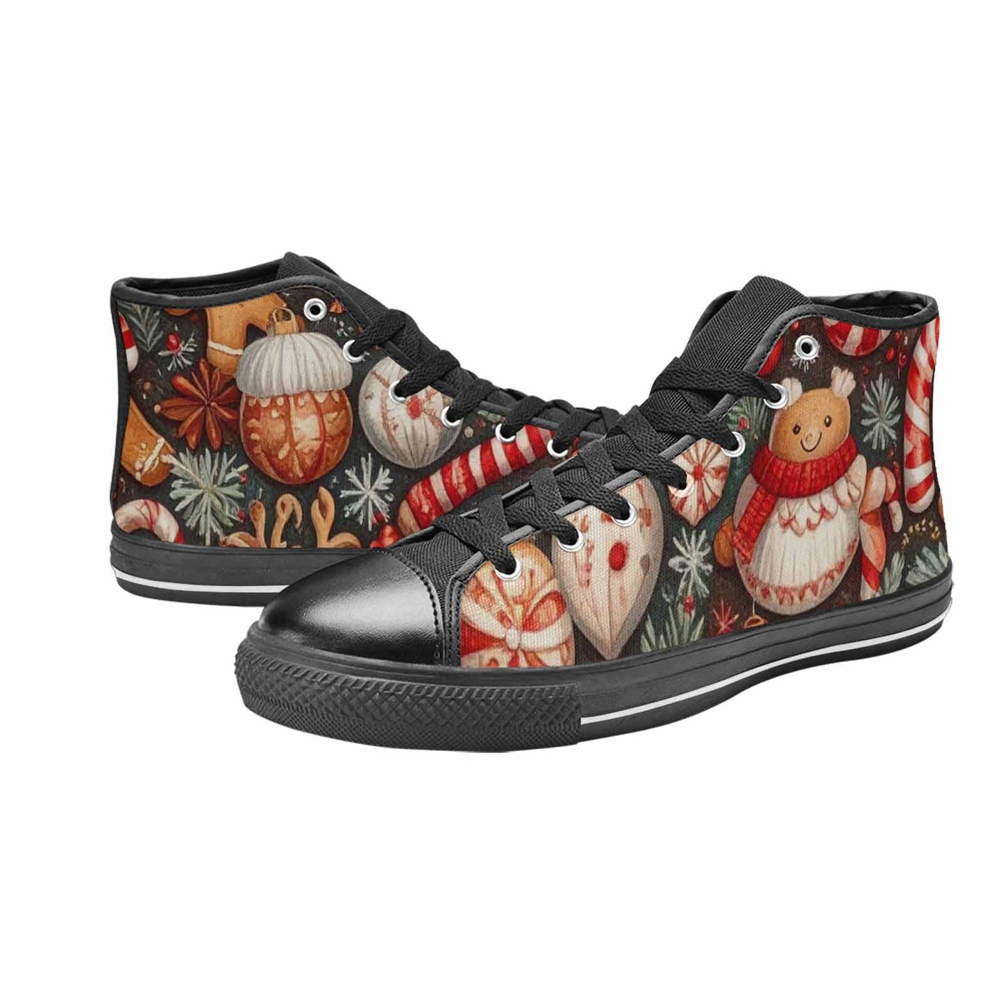 WOMEN'S Christmas Holly Snowflake High Top Canvas Dreamcore Custom Sneakers