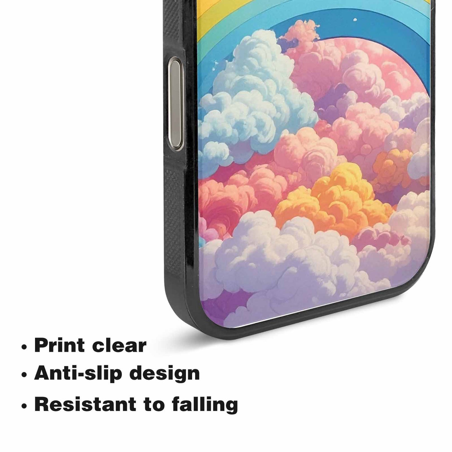 iPhone 15 Pro Max Case — Cloud And Rainbow Burst Pattern Hundreds, Custom Art Phone Cover