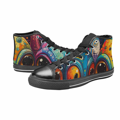 MEN'S Cartoon Alien Characters High Top Canvas Vibrant Chaos Custom Shoes