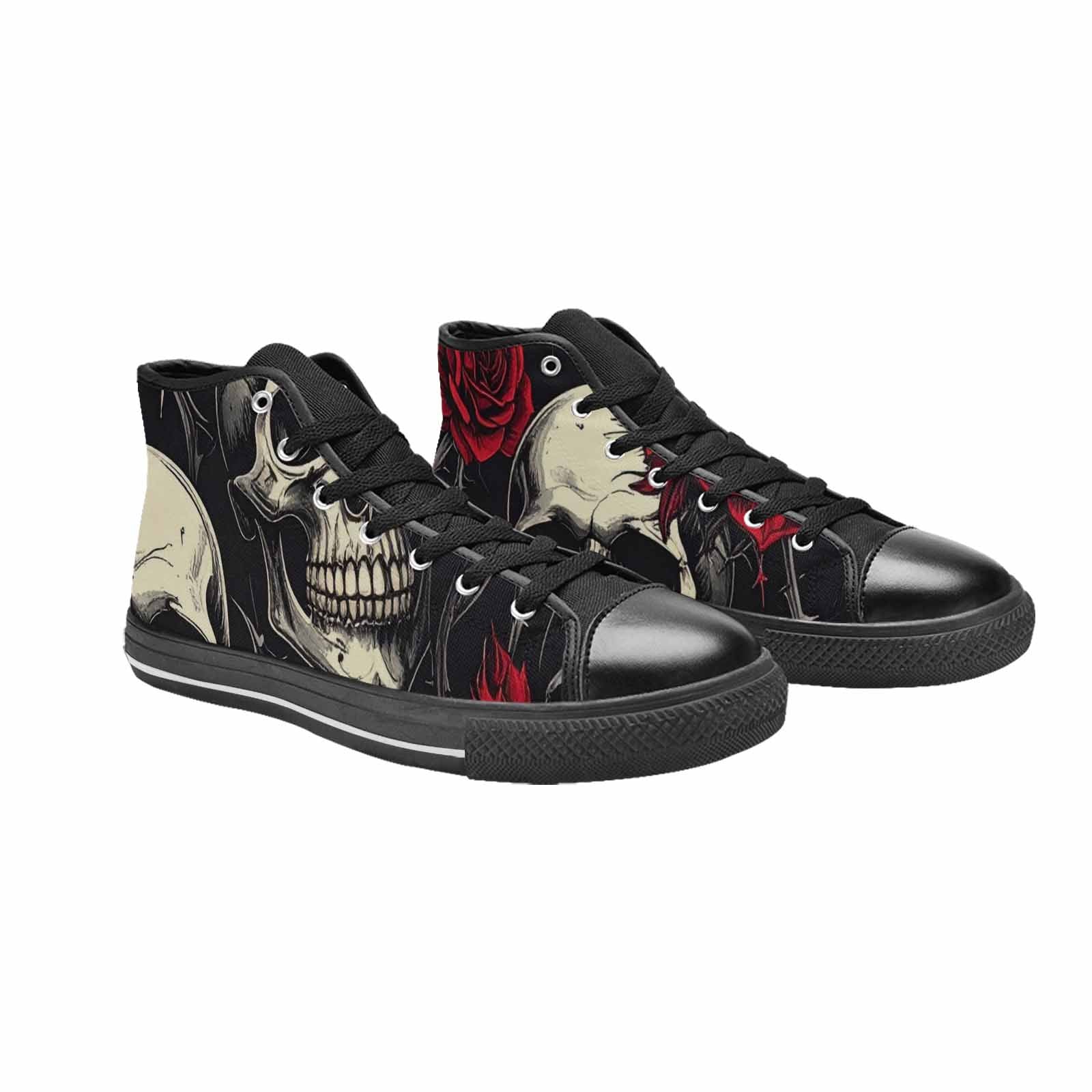 MEN'S Ornate Gothic Skulls Roses High Top Canvas Cottagecore Custom Sneakers