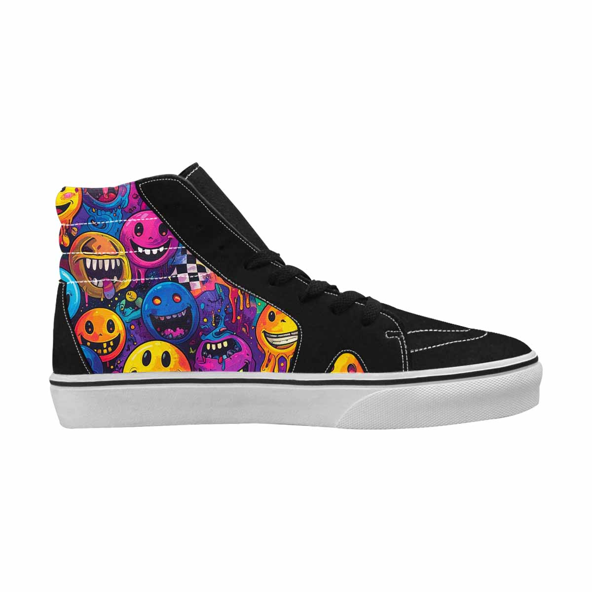 WOMEN'S Yellow Smiley Face High Top Canvas Y2K Custom Sneakers