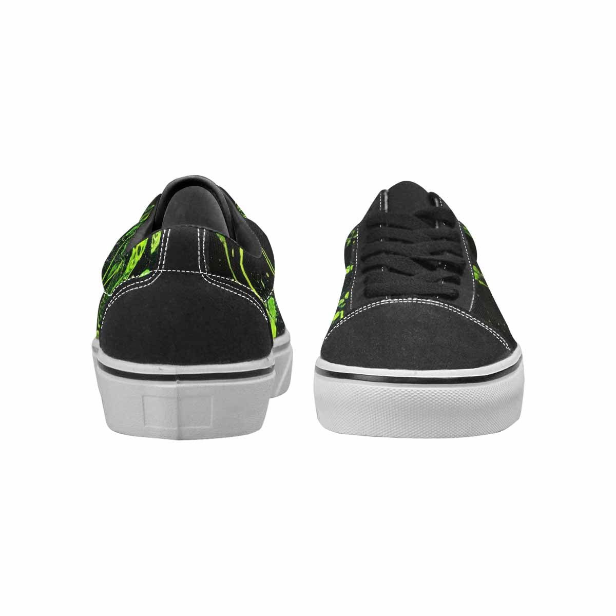WOMEN'S Skeletons × Neon Green Lace-Up Canvas Dark Academia Custom Sneakers