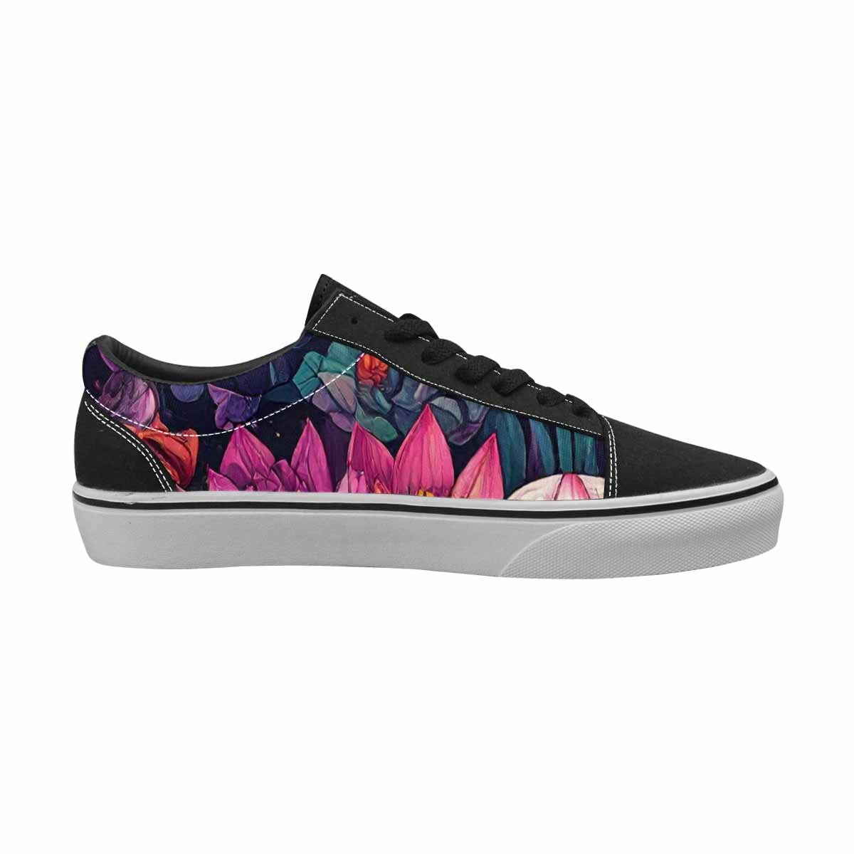 WOMEN'S Lotus Skulls Canvas Lace-Up Aesthetic Sneakers