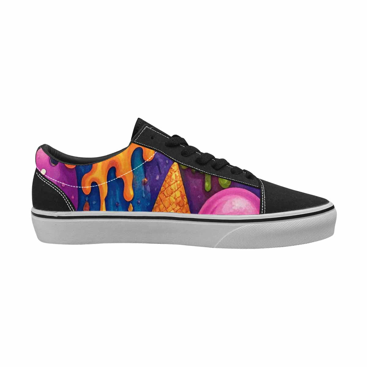 WOMEN'S Melting Ice Cream Monster Lace-Up Canvas Melting Art Custom Sneakers