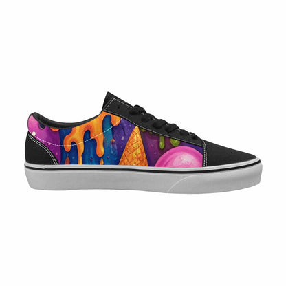 WOMEN'S Melting Ice Cream Monster Lace-Up Canvas Melting Art Custom Sneakers