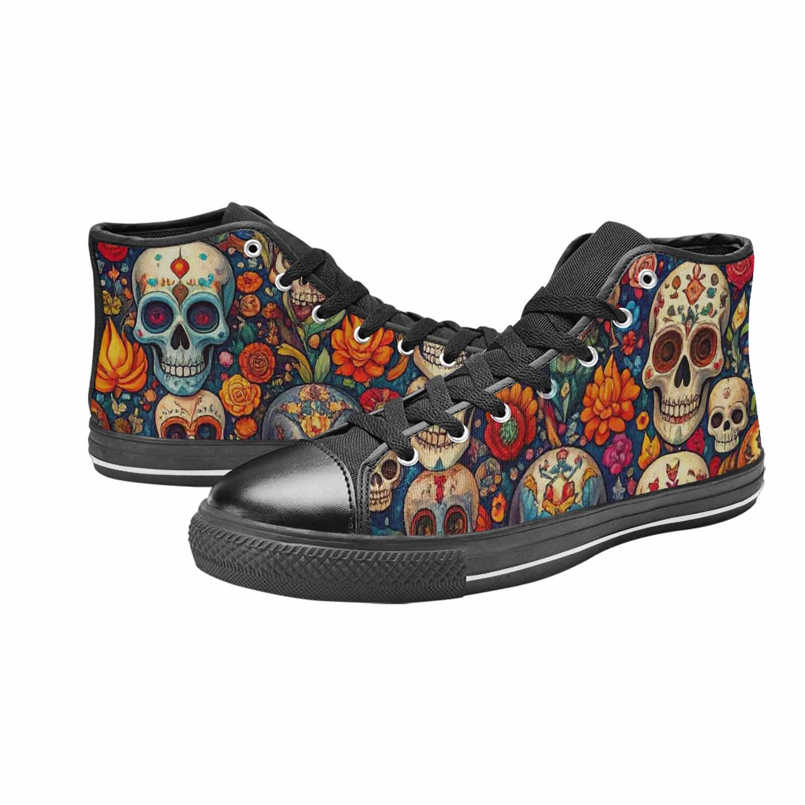 MEN'S Skull High Top Canvas Cottagecore Custom Shoes
