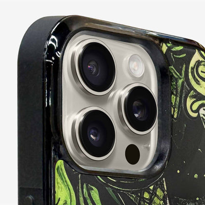 iPhone 16 Pro Max Case — Ice Cream Motif Black Green Ink, Custom Printed Phone Case