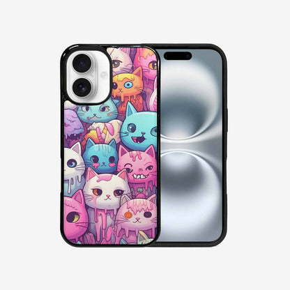 iPhone 16 Case — Pastel Gore Cat Character Pattern Hundreds, Original Design Phone Case