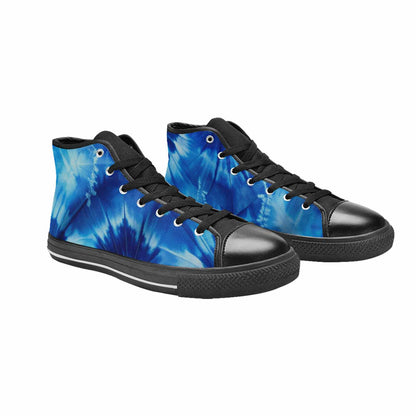 WOMEN'S Tie Dye Shibori Indigo High Top Canvas Wallpaper Art Shoes