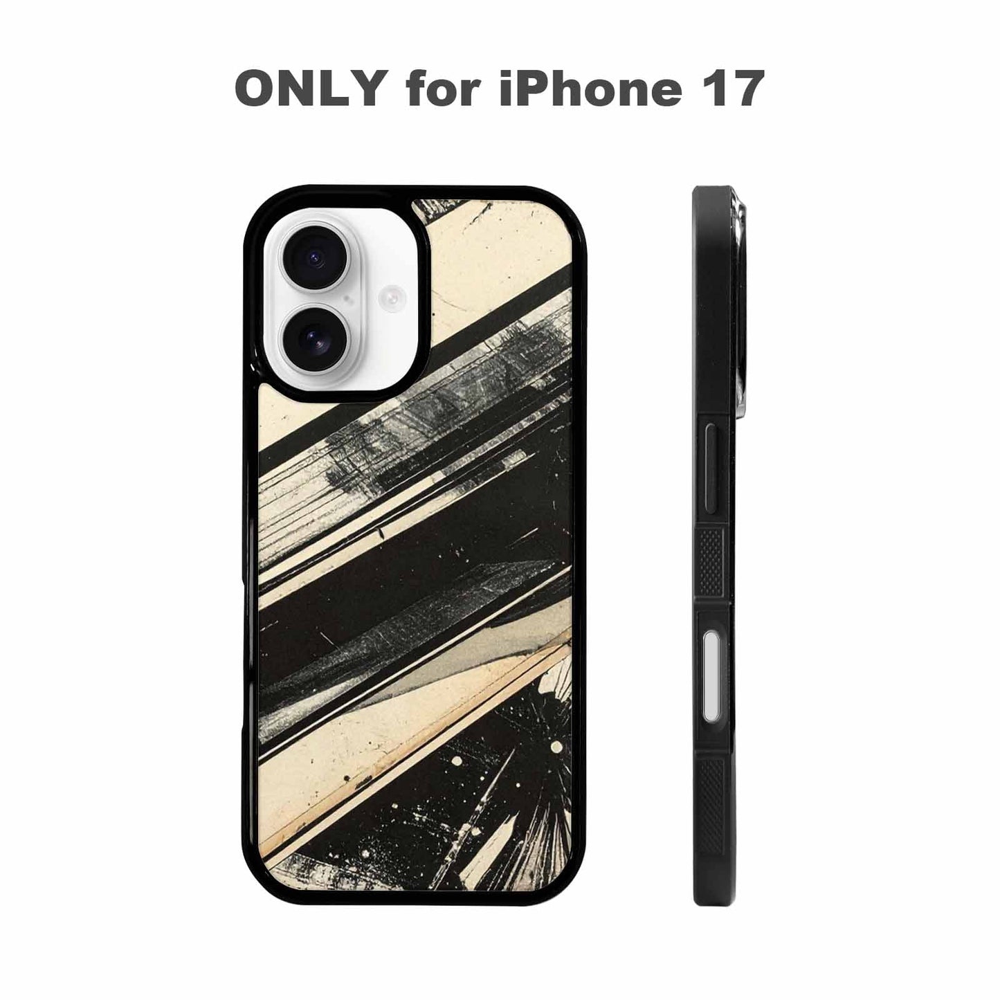 iPhone 17 Case — Black And White Solid Retro Vintage, Custom Made Phone Cover