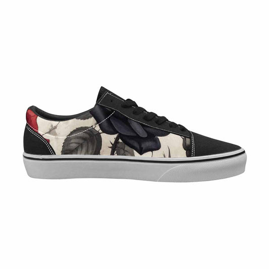 MEN'S Black Gothic Rose Canvas Lace-Up Surreal Custom Shoes