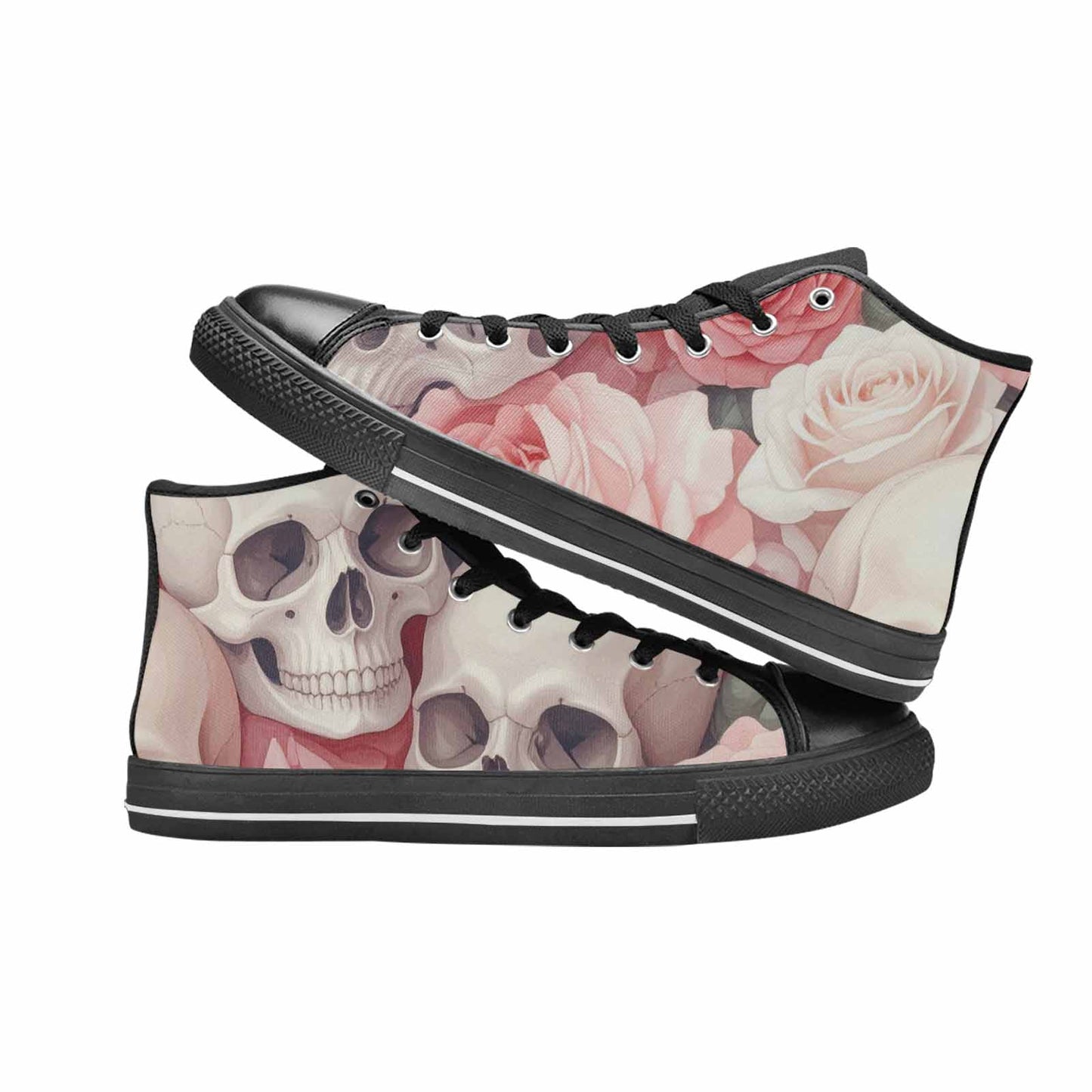 WOMEN'S Skulls Roses Soft Airbrush High Top Canvas Y2K Custom Shoes