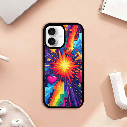 iPhone 17 Case — Pixel Art Bit Burst Original Art, Unique Phone Case Design