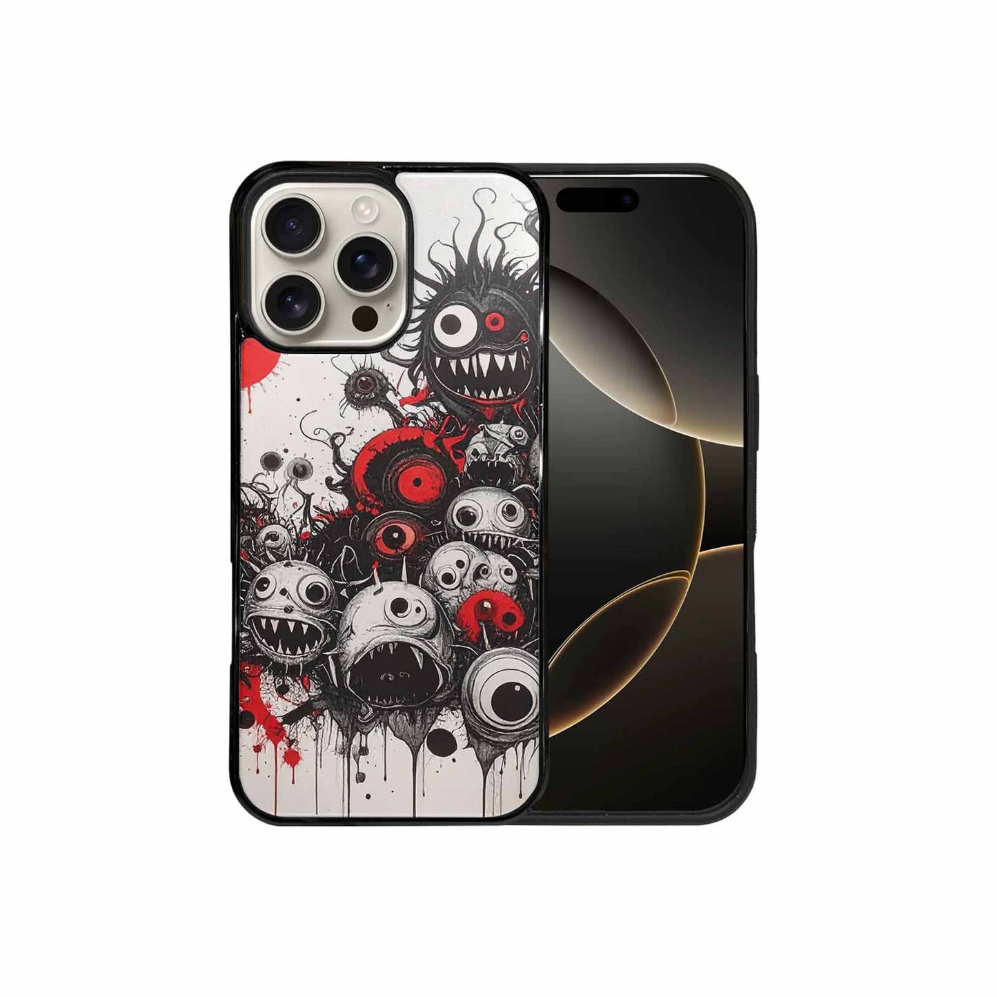 iPhone 16 Pro Max Case — Multi Eye Monster Black Red Ink, Customized Protective Case