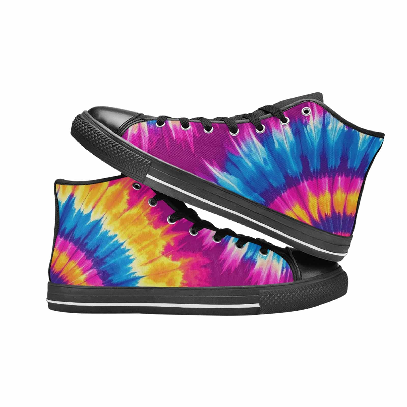 MEN'S Tie Dye Spiral High Top Canvas Cottagecore Custom Sneakers