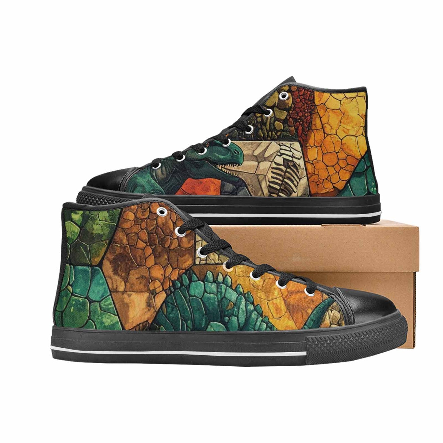 WOMEN'S Dinosaur Silhouette High Top Canvas Dreamcore Sneakers