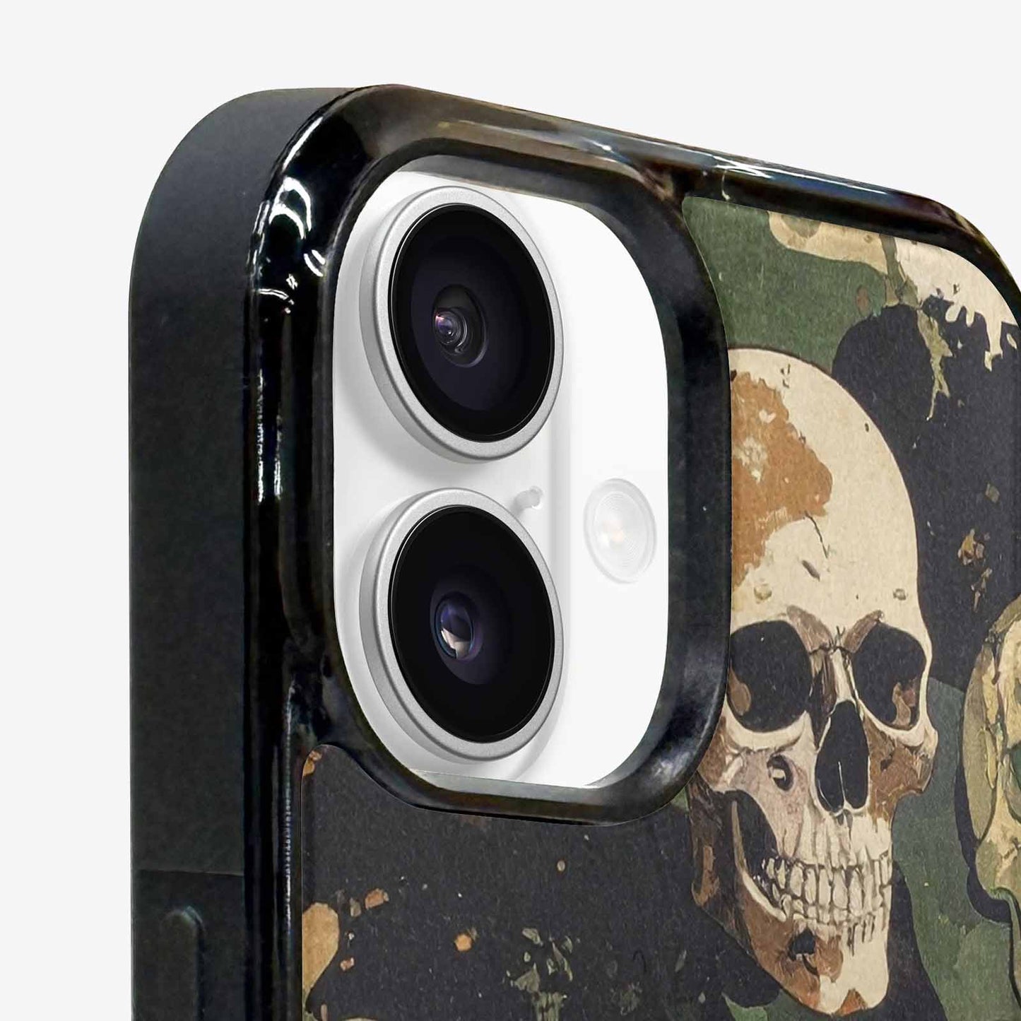 iPhone 16 Plus Case — Military Camo Texture Combined With Distressed, Personalized Phone Case