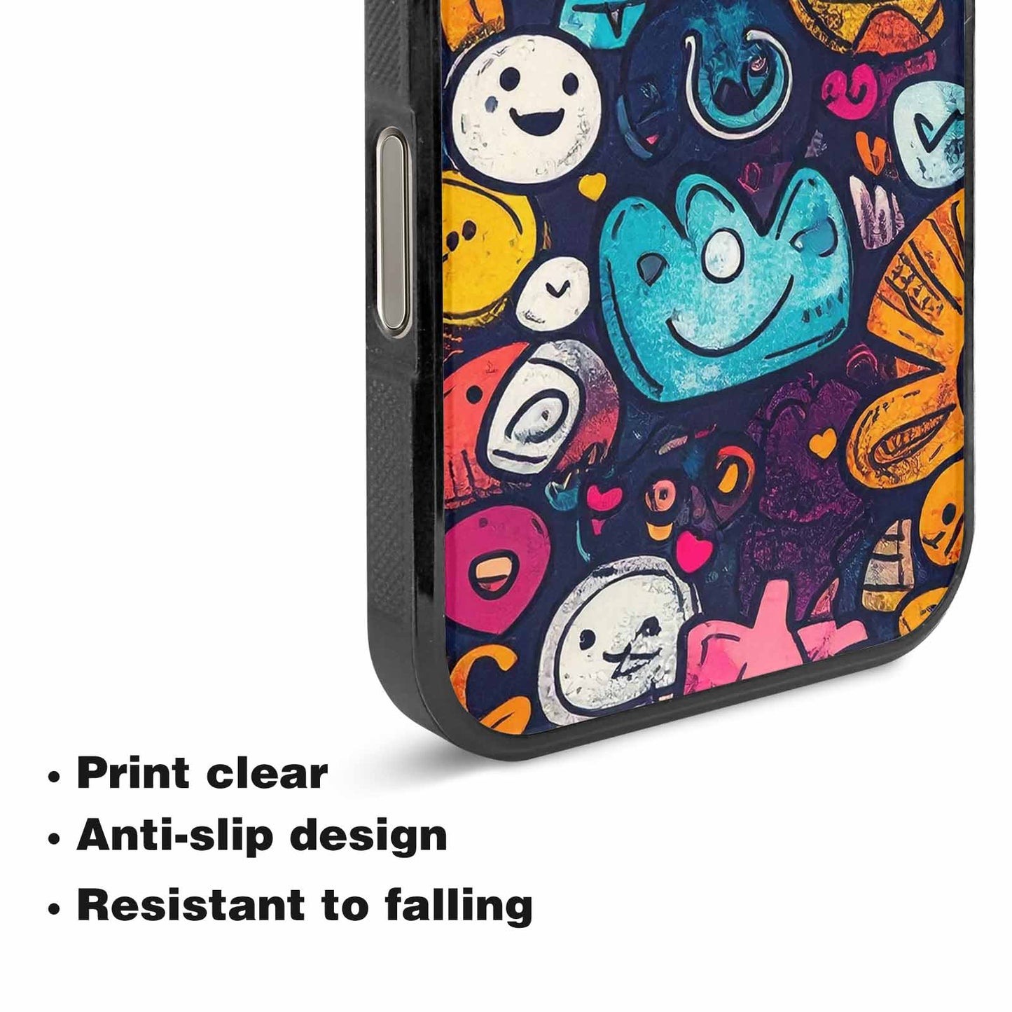 iPhone 16 Pro Max Case — Hand Drawn Icon Doodle Pattern Hundreds, Custom Print Case Cover