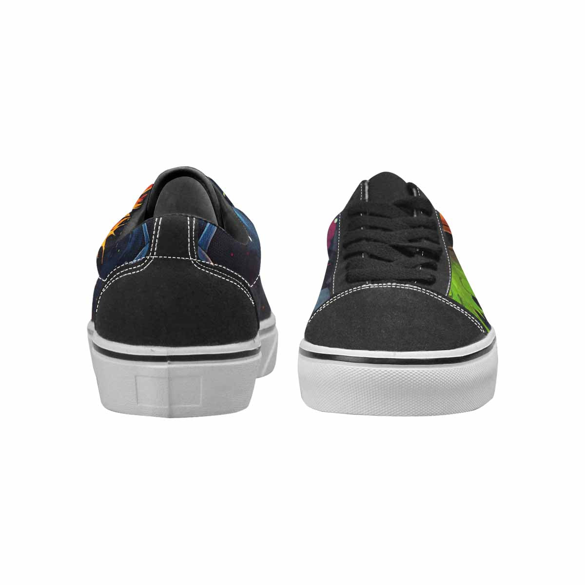 WOMEN'S Radioactive Ghost Bunny Skull Lace-Up Canvas Kaleidoscope Custom Sneakers