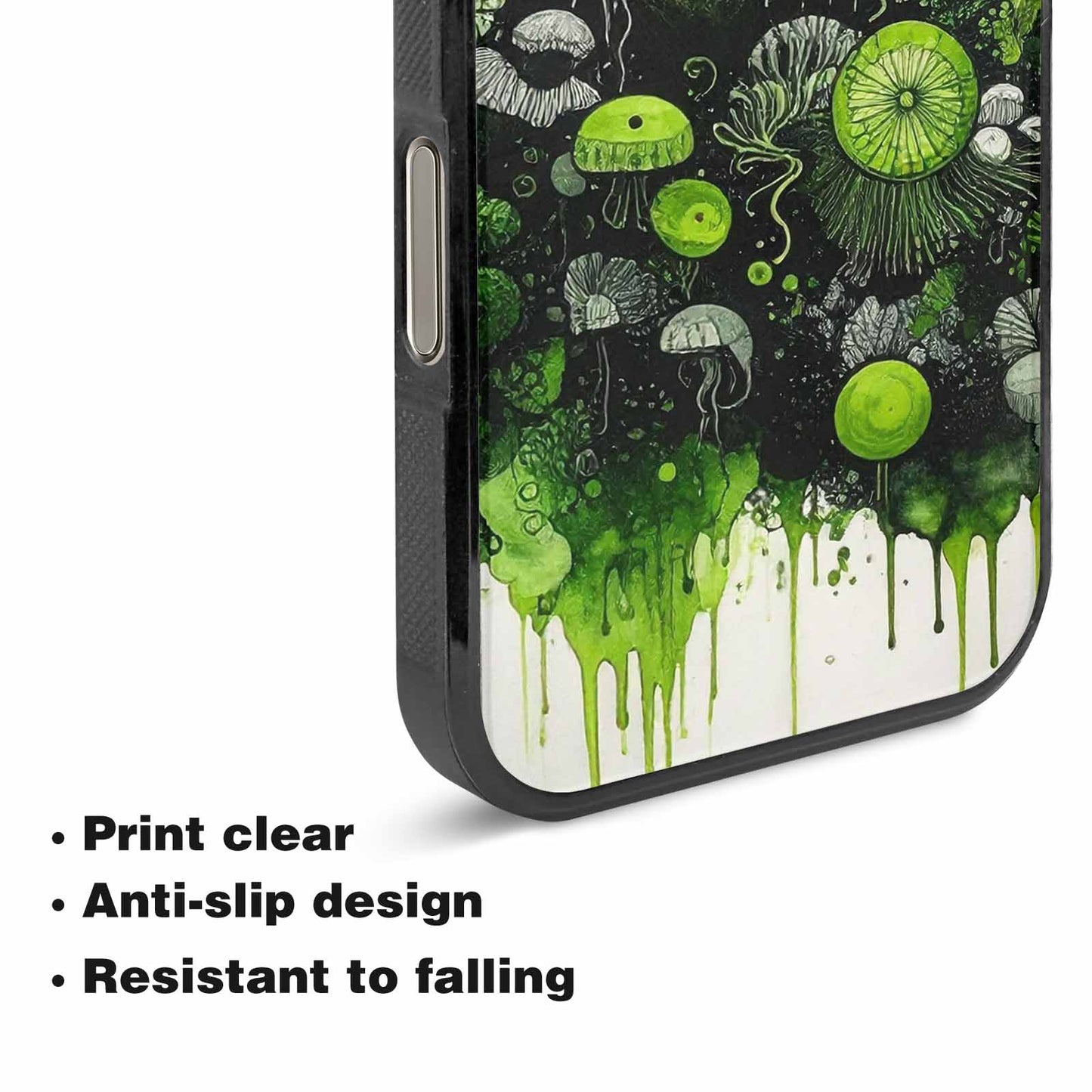 iPhone 16 Pro Case — Sea Creature Burst Black Green Ink, Custom Print Case Cover