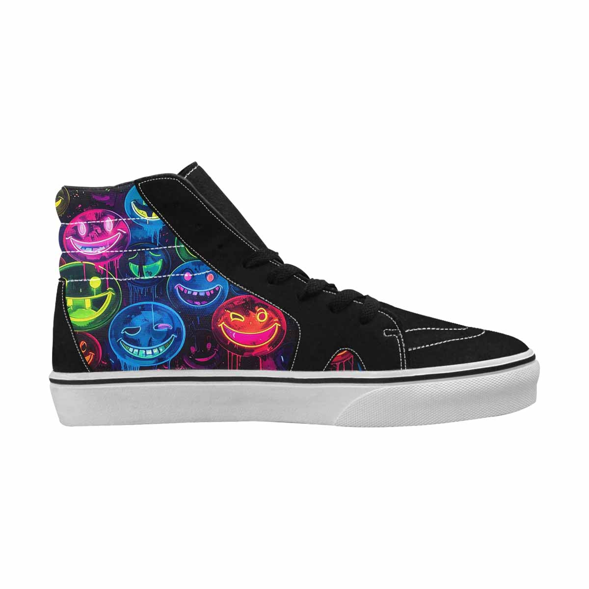MEN'S Smiley Faces × Glow High Top Canvas Kaleidoscope Custom Sneakers