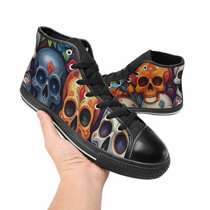 WOMEN'S Skull High Top Canvas Surreal Custom Shoes
