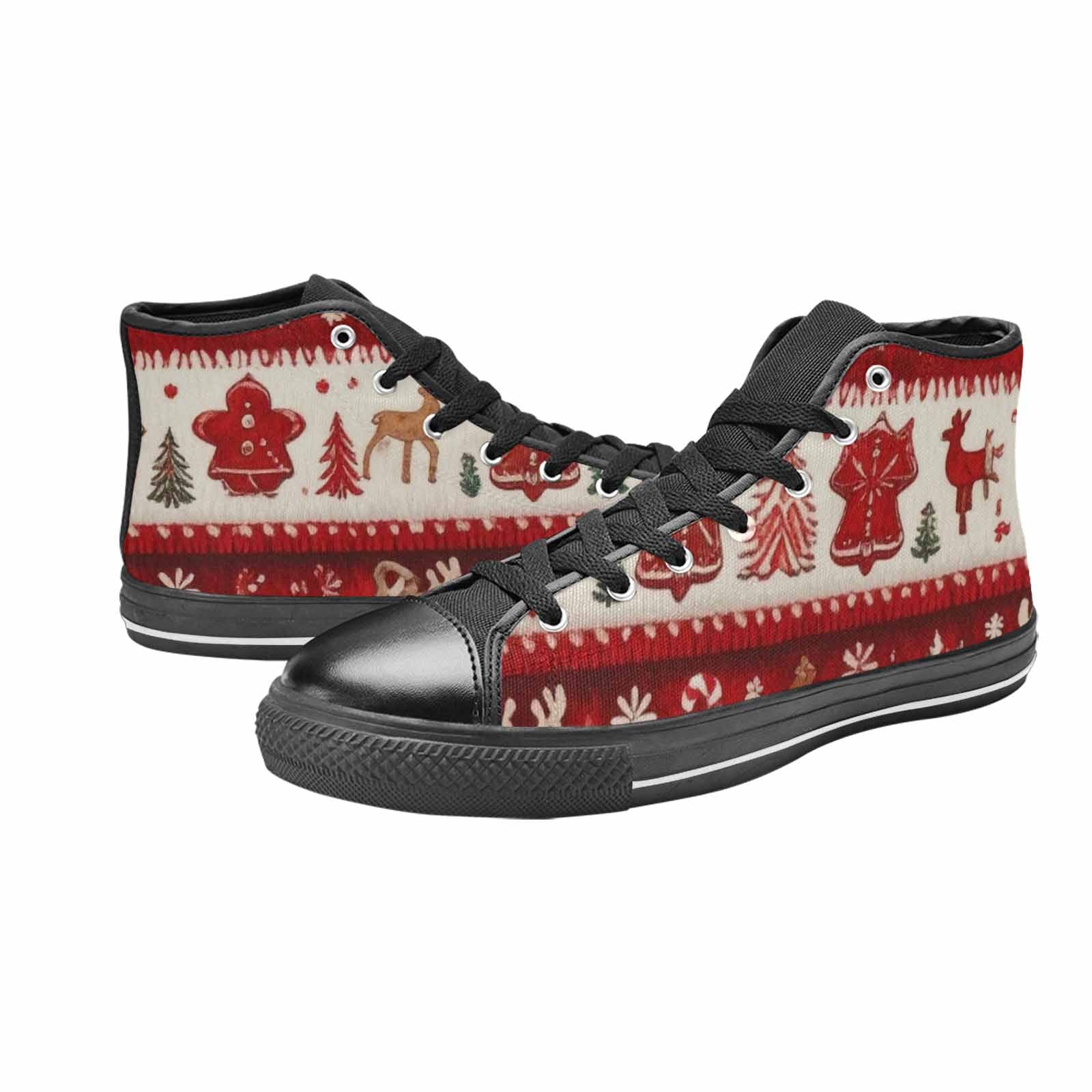 MEN'S Christmas Holly Snowflake High Top Canvas Vivid Sneakers
