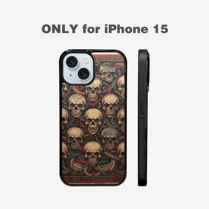 iPhone 15 Case — Traditional Tattoo Style Skulls Entwined With, Custom Art Phone Cover