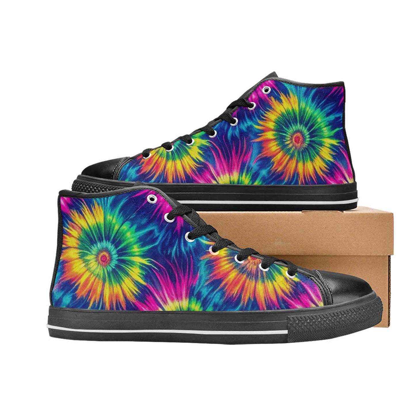 WOMEN'S Tie Dye - High Top Canvas Vibrant Chaos Shoes