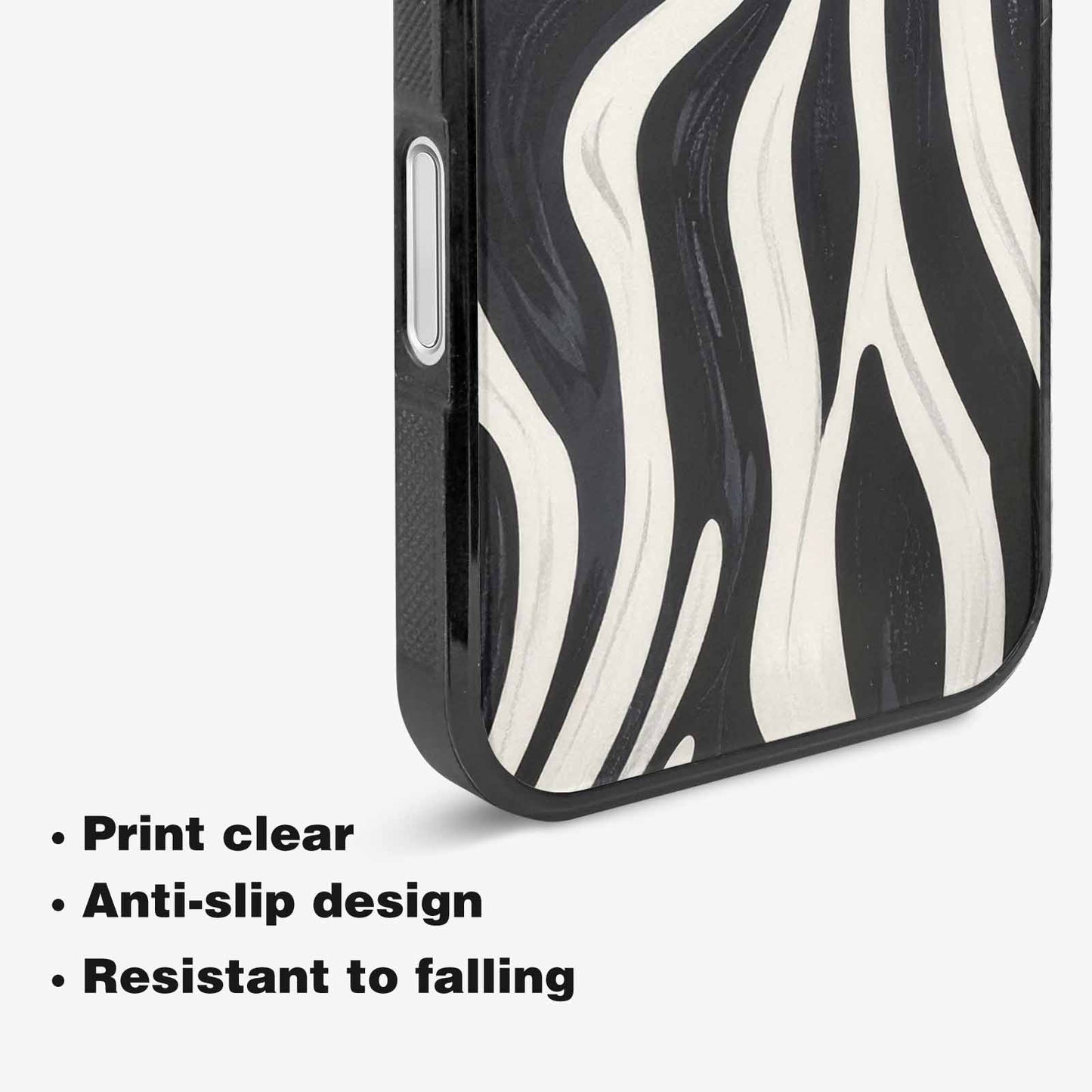 iPhone 16 Plus Case — Modern Zebra Stripe Print Crisp Black, Unique Phone Case Design