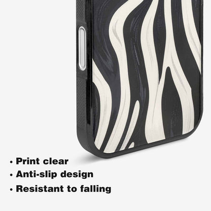 iPhone 16 Plus Case — Modern Zebra Stripe Print Crisp Black, Unique Phone Case Design