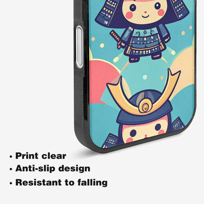 iPhone 16 Plus Case — Samurai Cartoon Art Repeat Pattern, Custom Made Phone Cover