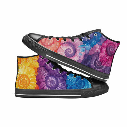 MEN'S Tie Dye Swirl High Top Canvas Surreal Custom Shoes