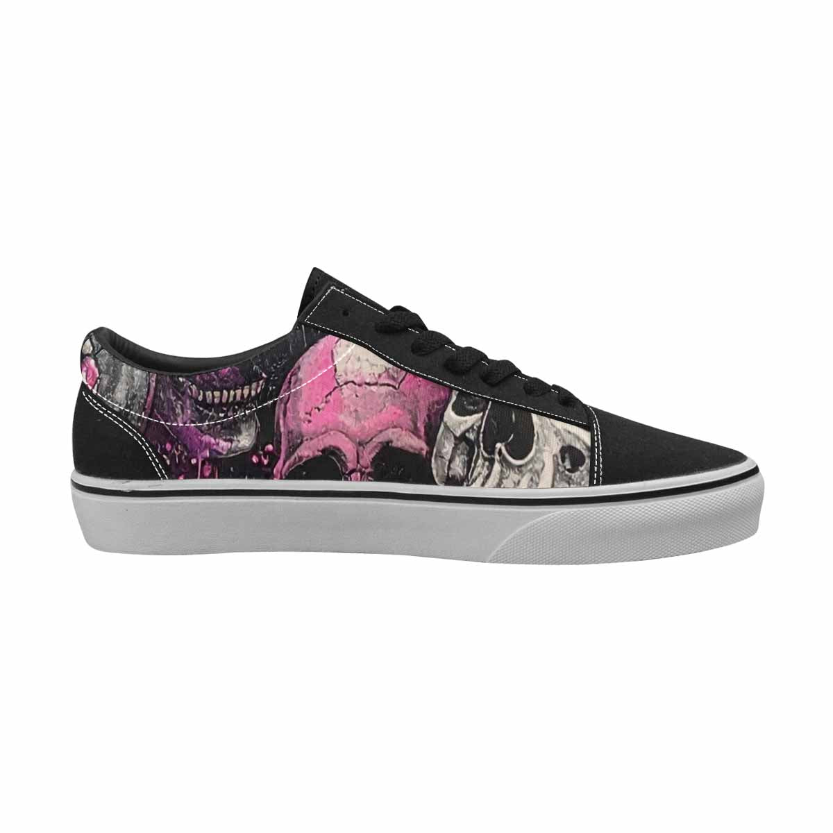 WOMEN'S Rainbow From Skull S Lace-Up Canvas Wallpaper Art Sneakers