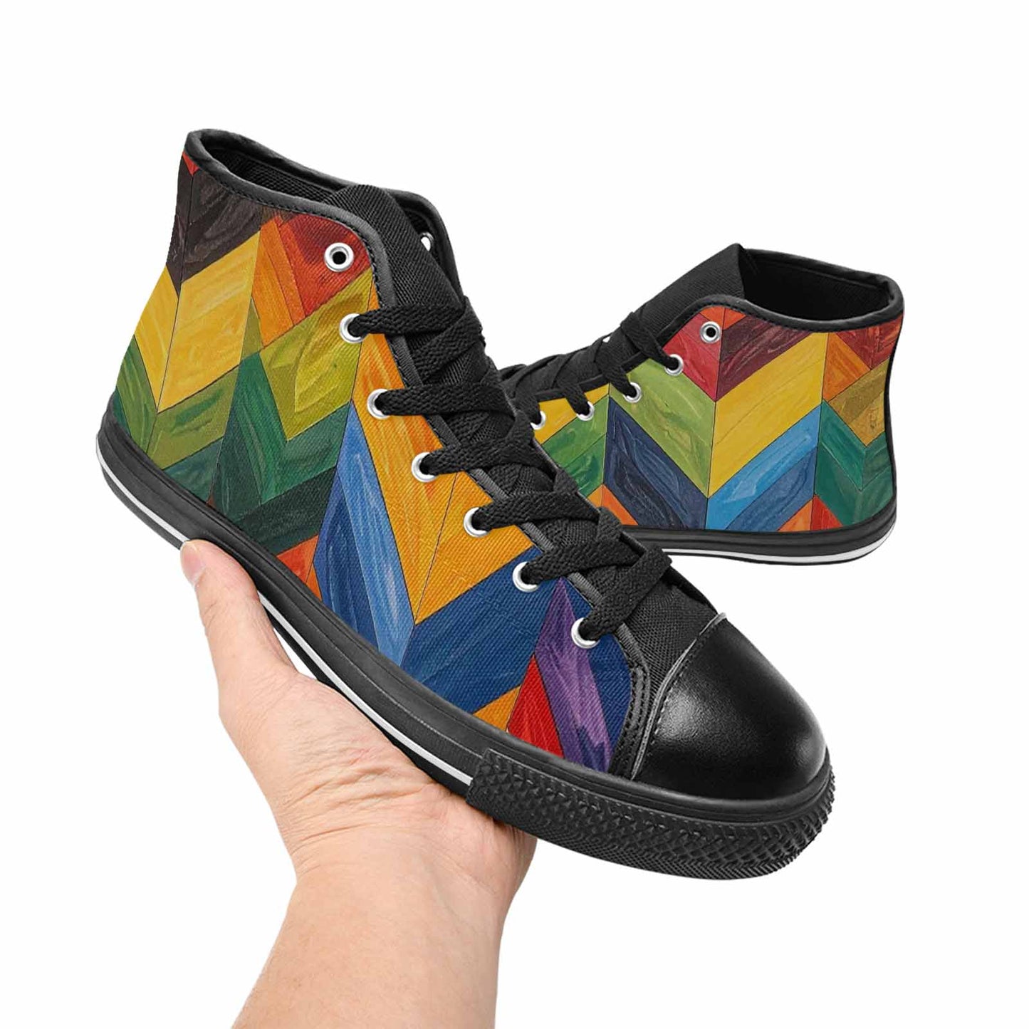 MEN'S Progress Pride Flag High Top Canvas Vivid Custom Sneakers