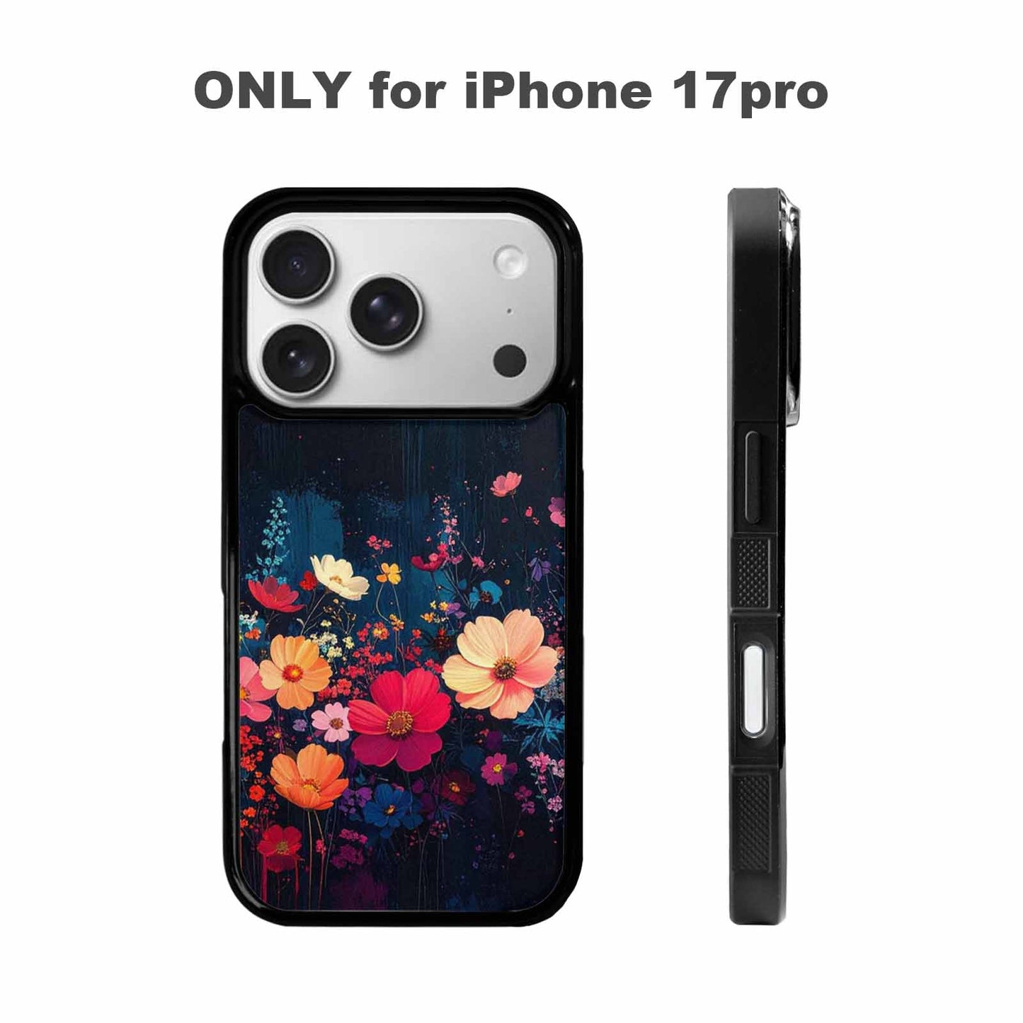 iPhone 17 Pro Case — Shadowy Glitch Floral Pattern Hundreds Floral, Custom Print Case Cover