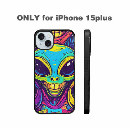 iPhone 15 Plus Case — Alien Ufo Cartoon, Customized Protective Case