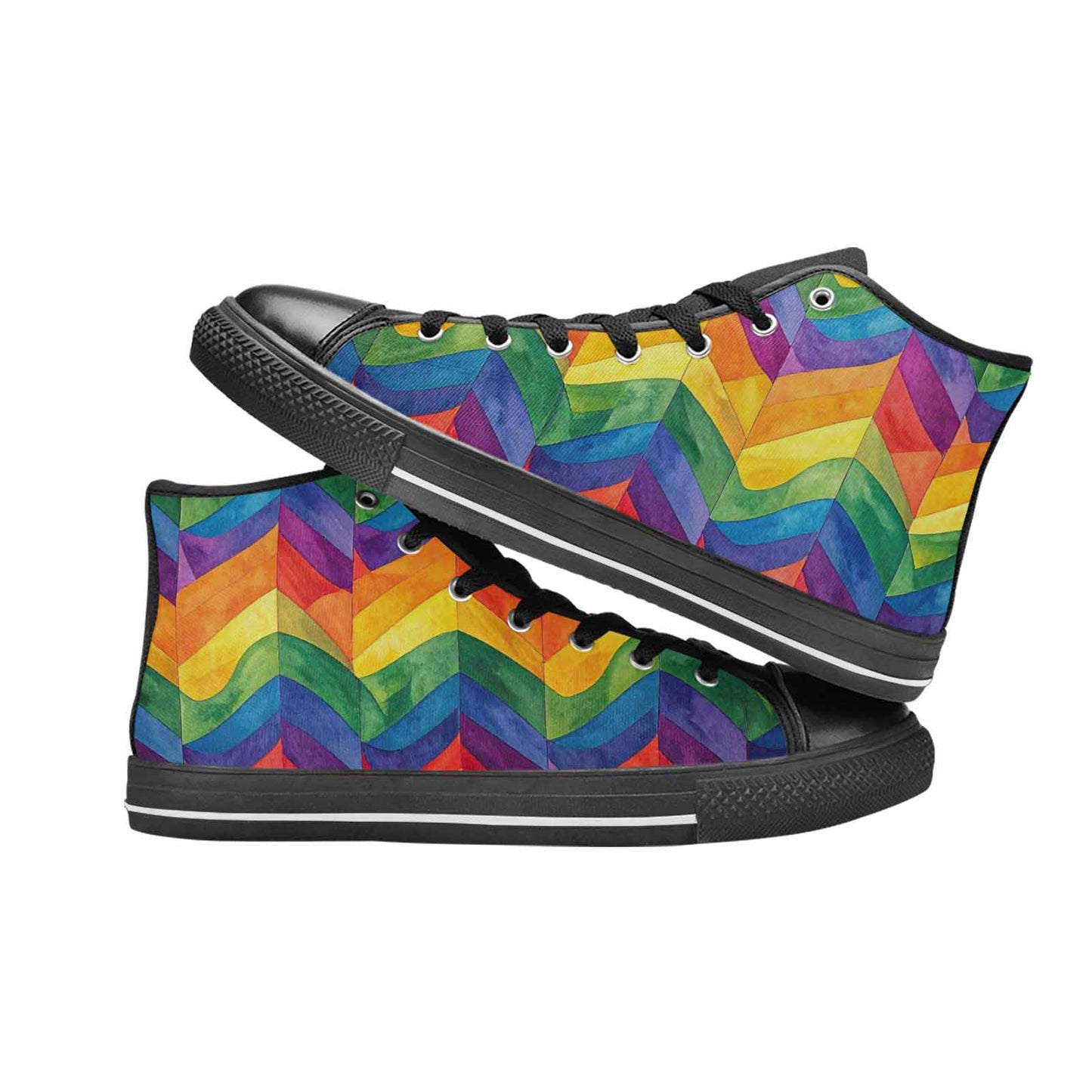 MEN'S Rainbow Pride Flag High Top Canvas Grunge Custom Sneakers
