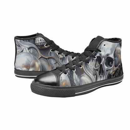 WOMEN'S Skulls Roses Chrome Airbrush High Top Canvas Surreal Shoes